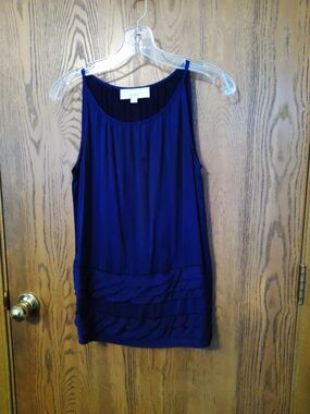 LOFT Eggplant Purple Pleated-Hem Sleeveless Tank Top